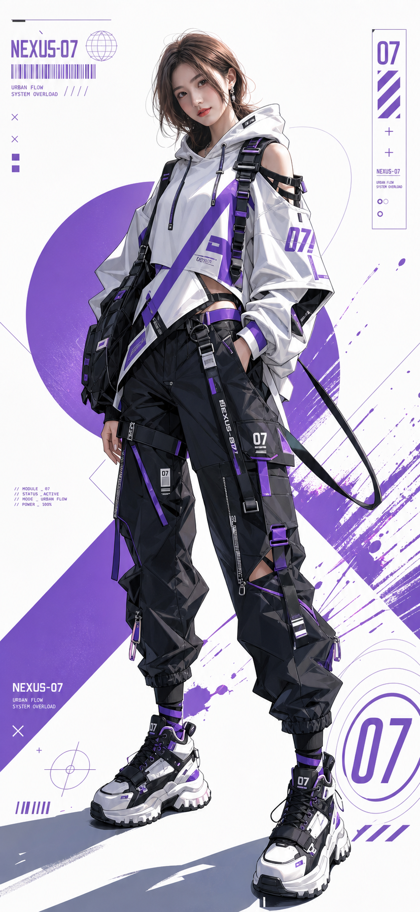 NEXUS-07 紫色机能风少女角色视觉主图